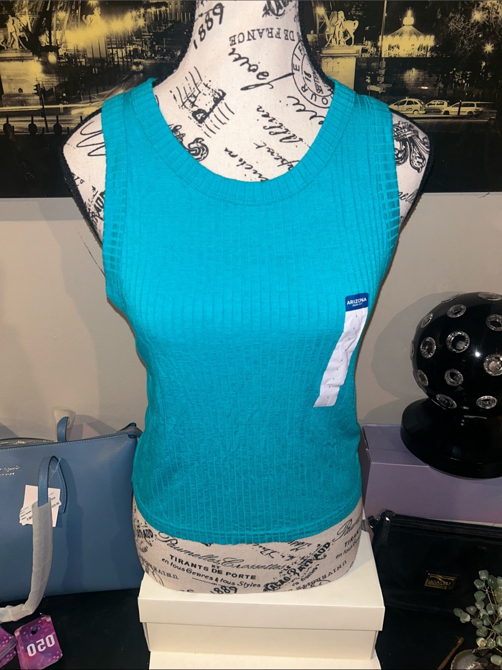 Arizona Jean Company Ribbed Tank Top in Bright Teal